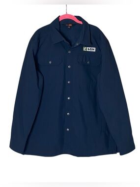 CornerStone Workwear Jacket Mens Large Blue Softshell Fleece Lined Snap Front